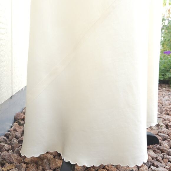 Vtg 100% Pure Silk Slip Night Gown M Ivory Lace Hand Embroidered Coquette Bridal - Picture 10 of 16